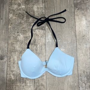 Pink sky blue tie swimming top